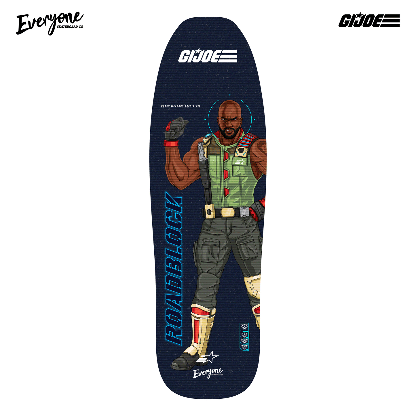 ROADBLOCK and DUKE GI JOE x EVERYONE SKATEBOARD CO LENTICULAR POOL SHAPED DECK